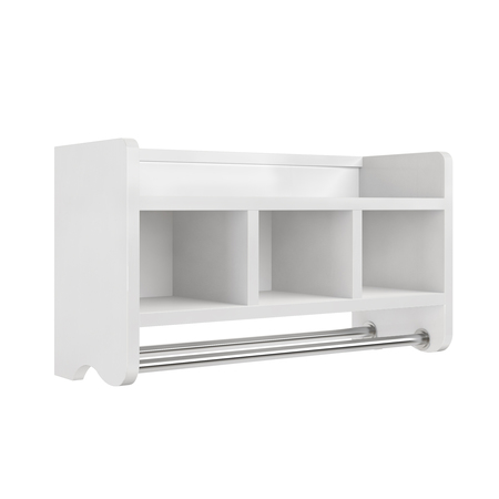 Alaterre Furniture 25" Bath Storage Shelf with Two Towel Rods, White ABSS0050
